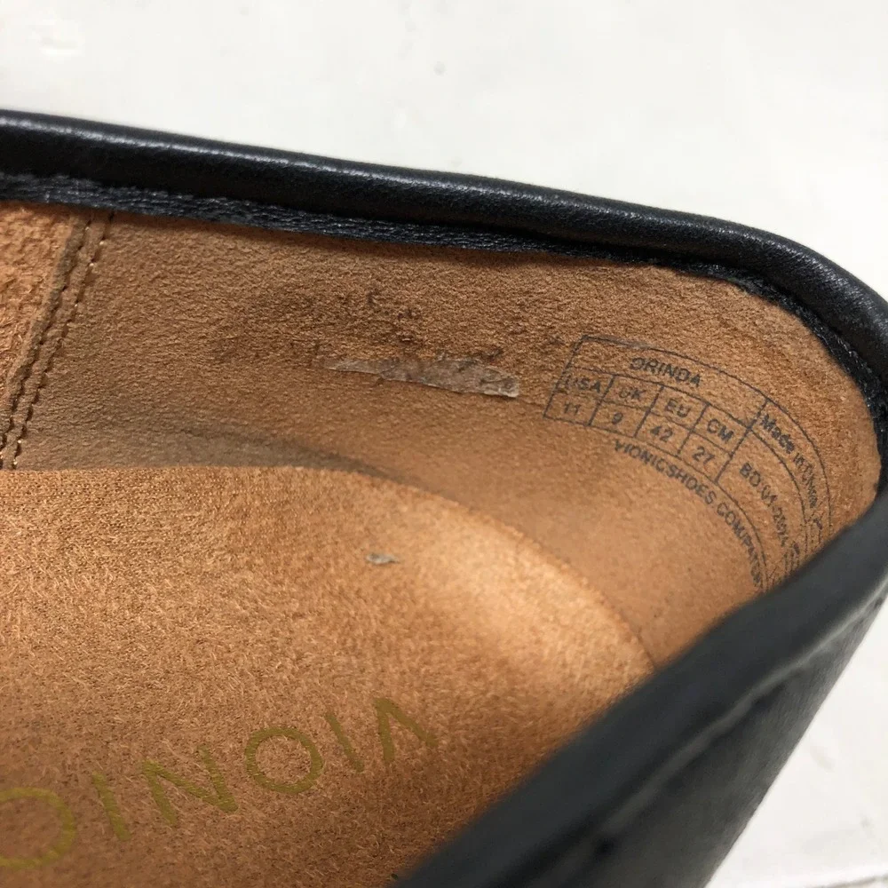 Vionic Womens 11 Orinda Square Toe Ballet Flats Black Leather Orthotic